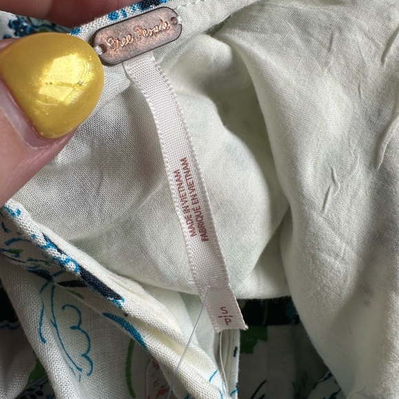 NWT free people all mine one shoulder floral mini dress linen OB967019 sz small - Picture 3 of 12